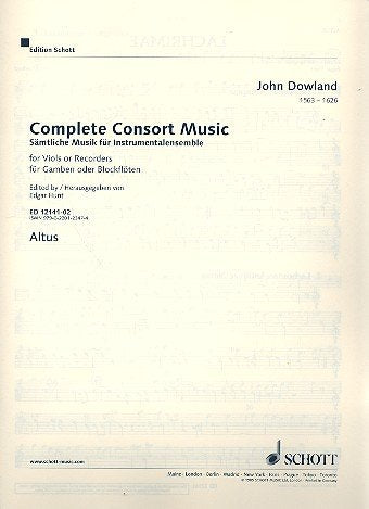 Sämtliche Musik für Instrumentalensemble: Werke für Gamben oder Blockflöten. 5 Streicher oder 5 Blockflöten (SATTB) und Basso continuo (Laute, Noten ... Cembalo, Orgel). Altus - Violinschlüssel. Sheet Music