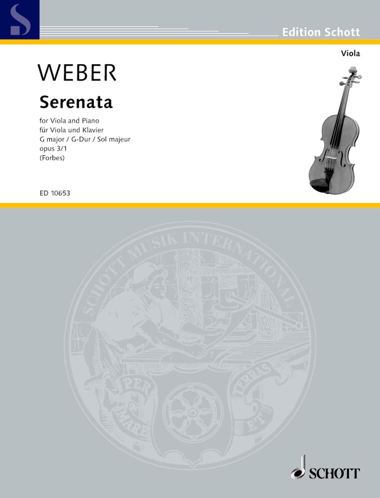 Serenata G-Dur: op. 3/1. Viola und Klavier. (Edition Schott) Sheet Music