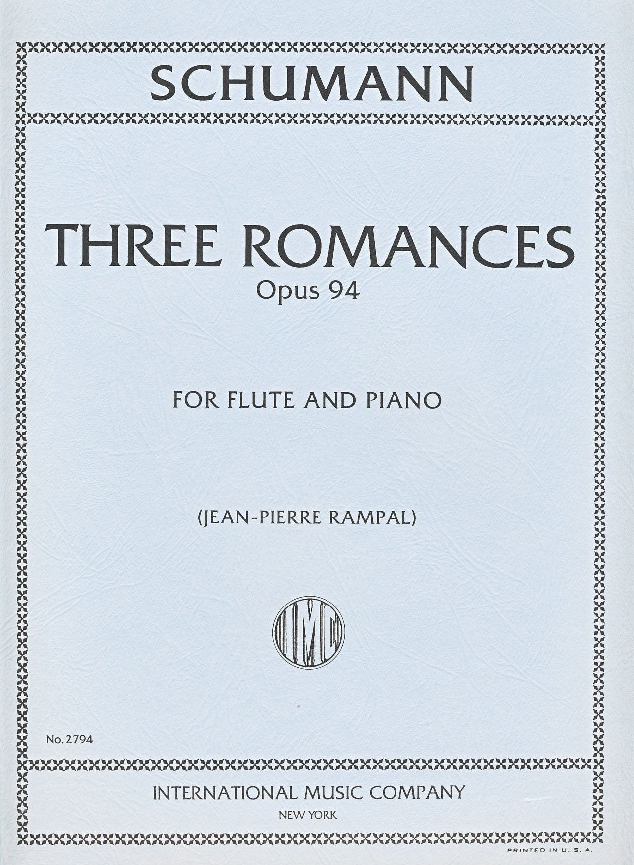 SCHUMANN - Romanzas Op.94 para Flauta y Piano (Rampal) Books