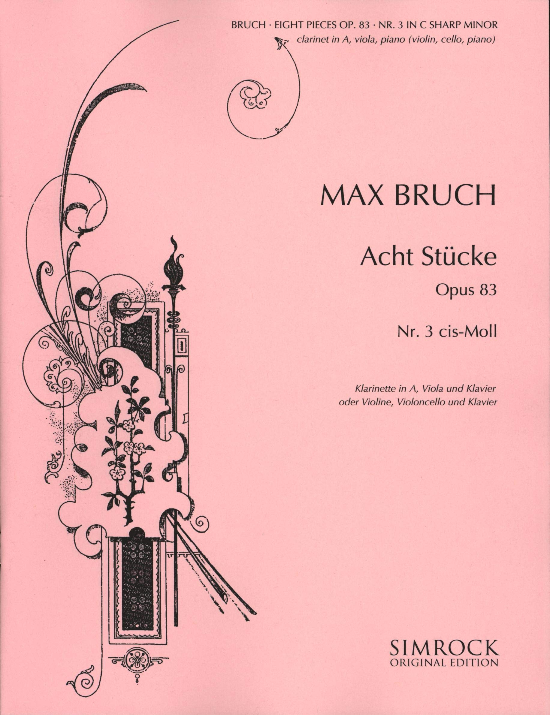 Acht Stücke: op. 83/3. Violine (Klarinette), Viola (Violoncello) und Klavier. Stimmensatz. (Simrock Original Edition) Sheet Music
