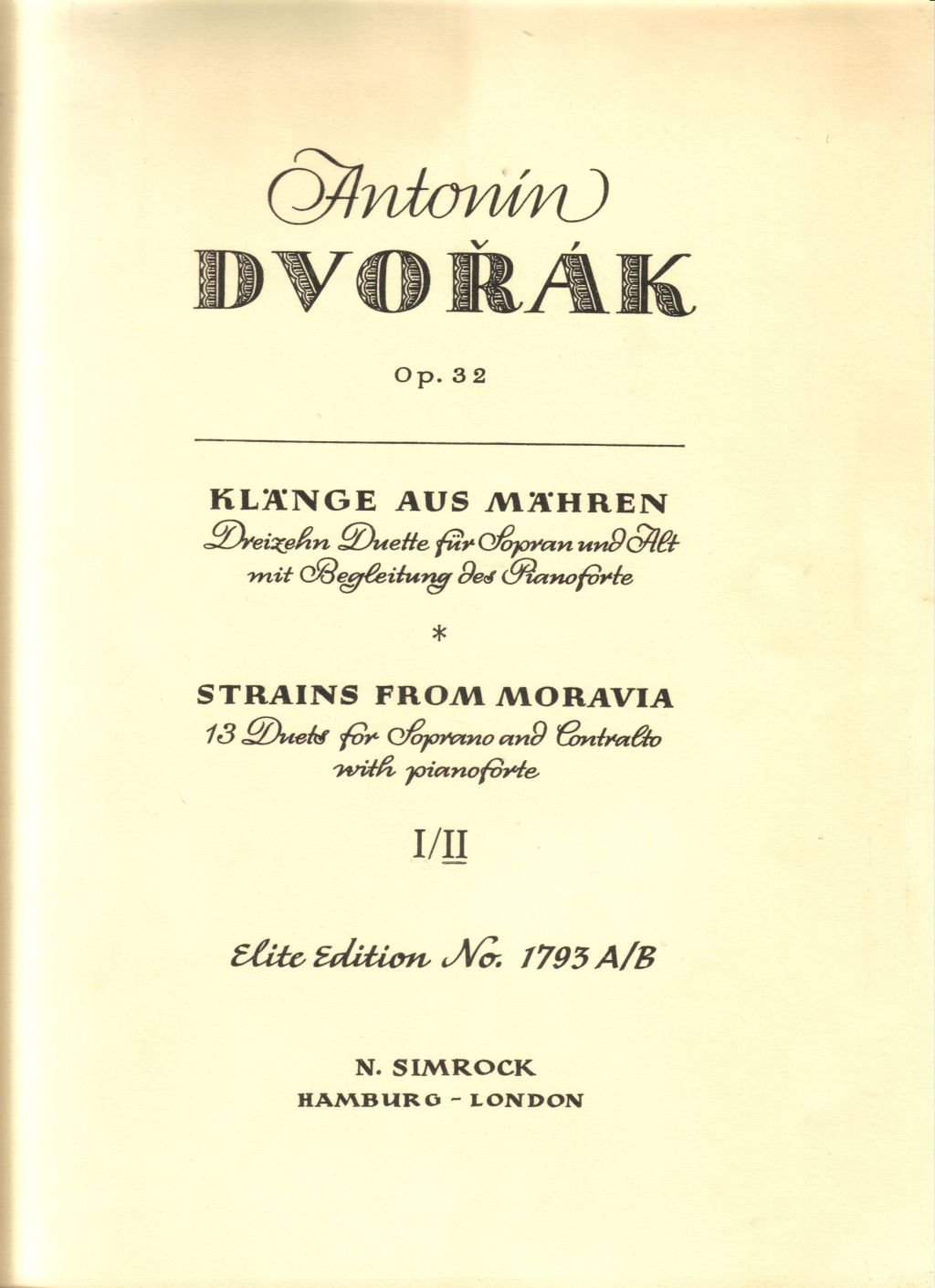 Klänge aus Mähren: 6 Duette. Band 2. op. 32. Sopran, Alt und Klavier. (Simrock Original Edition, Band 2) Sheet Music