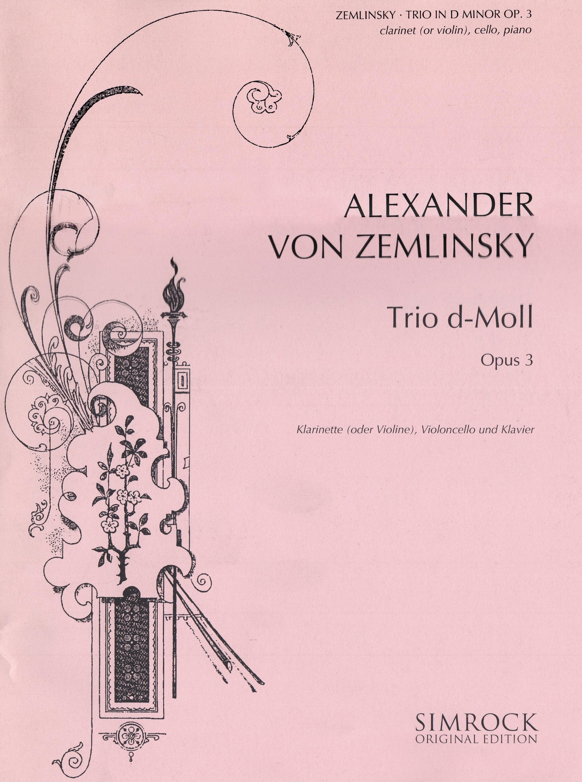 Trio in D minor: op. 3. clarinet (violin), cello and piano. book