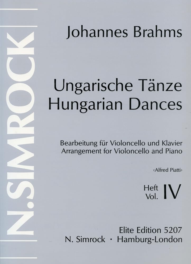 Ungarische Tänze: Nr. 17-21. Vol. 4. Violoncello und Klavier. Sheet Music