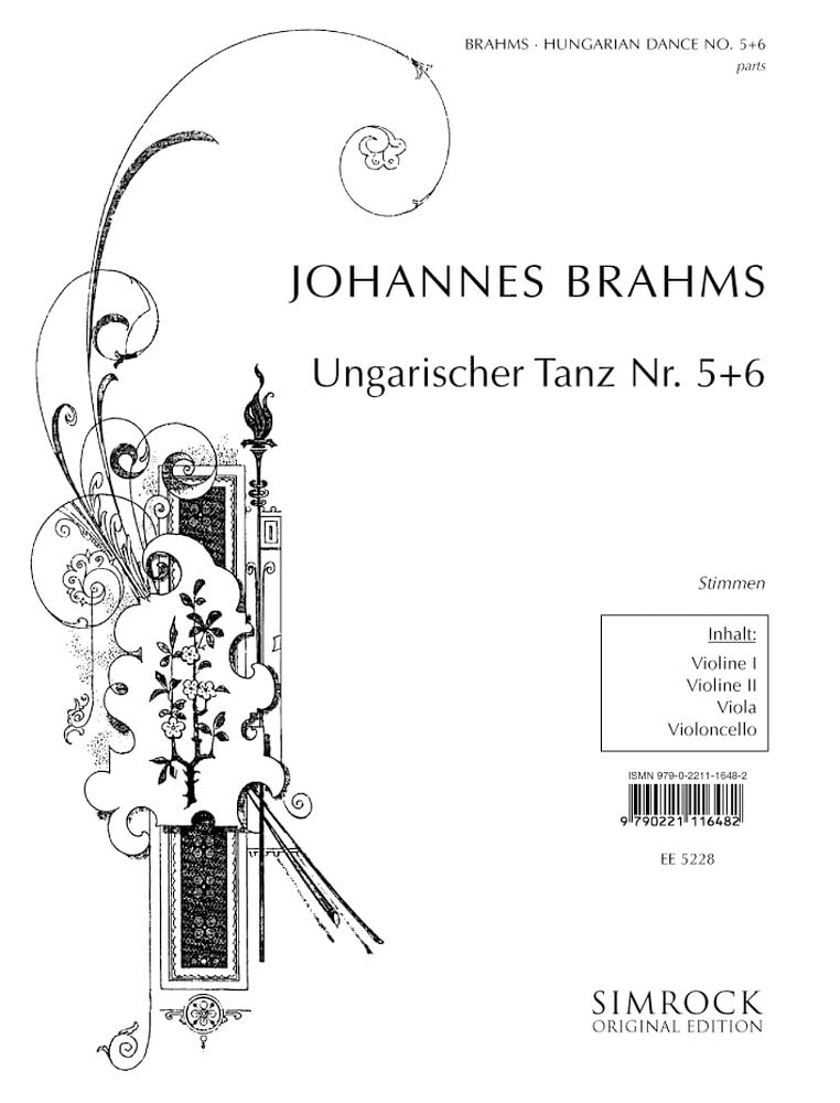Ungarische Tänze Nr. 5 und 6: Streichquartett. Stimmensatz. Sheet Music