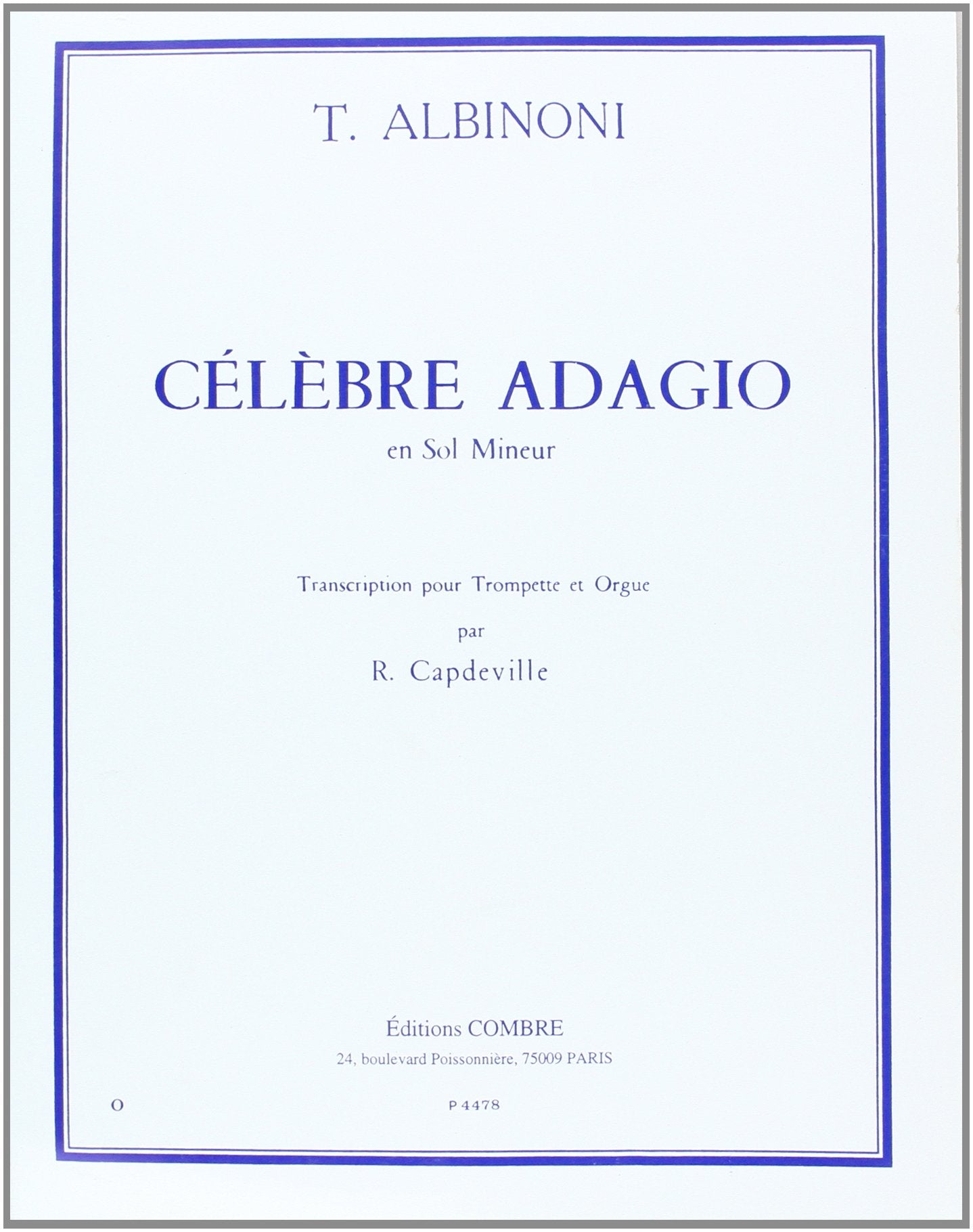 ADAGIO --- TROMPETTE ET ORGUE OU PIANO Sheet Music