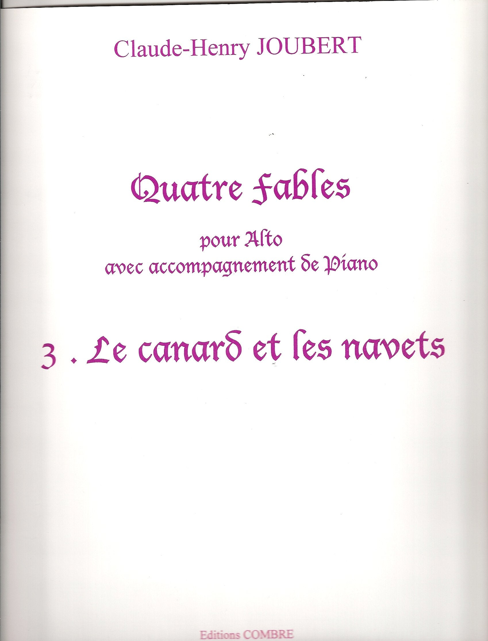 FABLES (4) N3 LE CANARD ET LES NAVETS --- ALTO ET PIANO Books