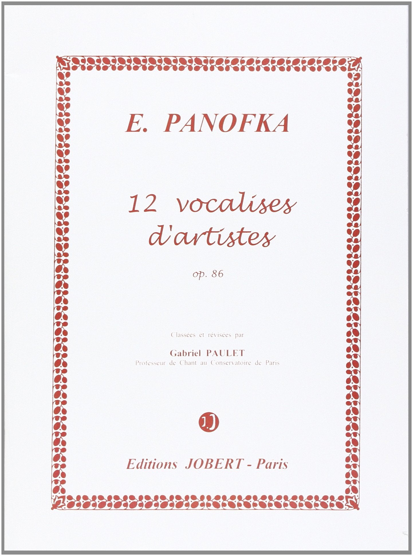Panofka - 12 vocalises d'artistes Op.86 - Jobert book