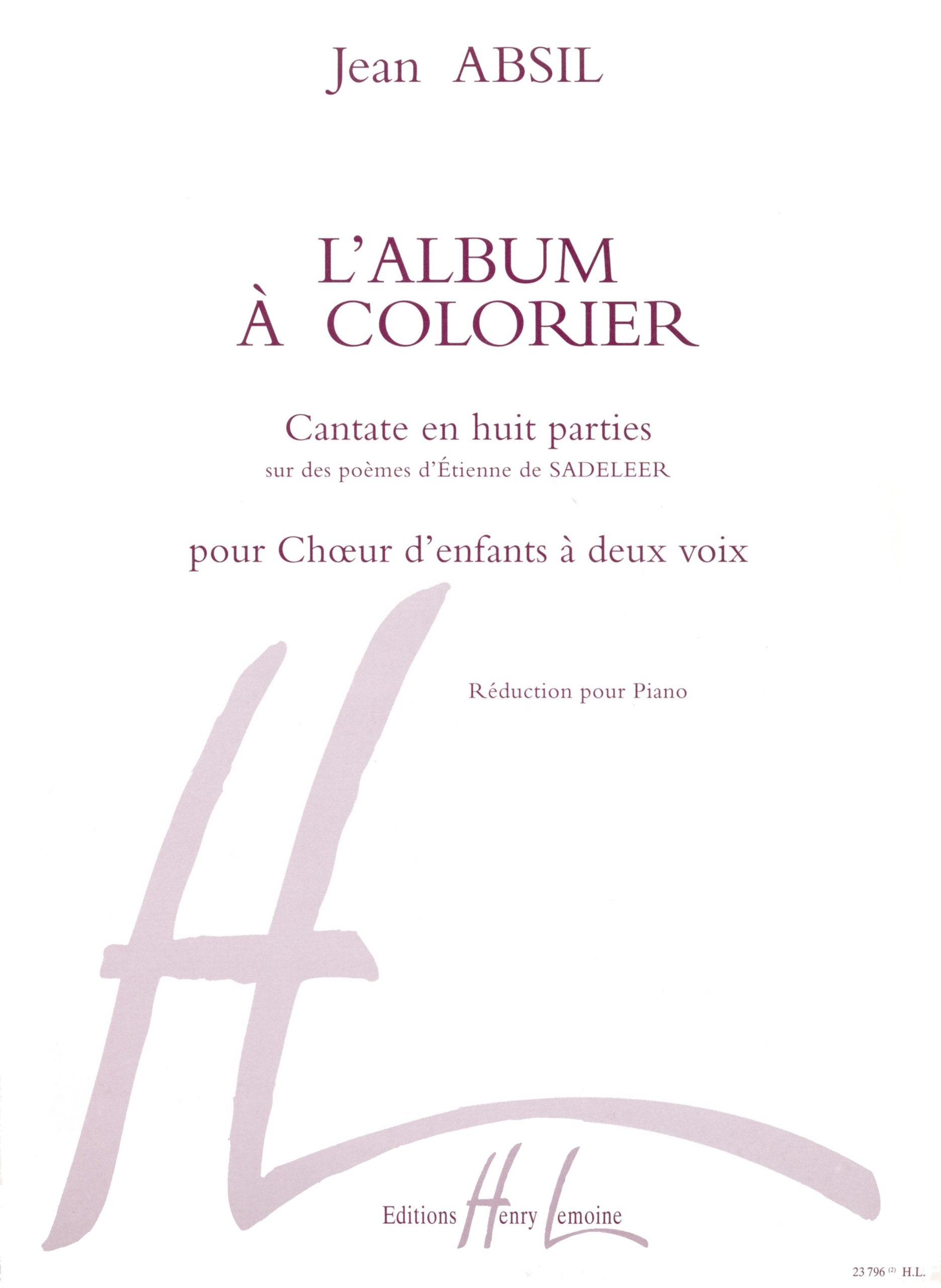 ALBUM A COLORIER OP.68 --- CHOEUR D'ENFANTS (2 VOIX) ET PIANO Sheet Music