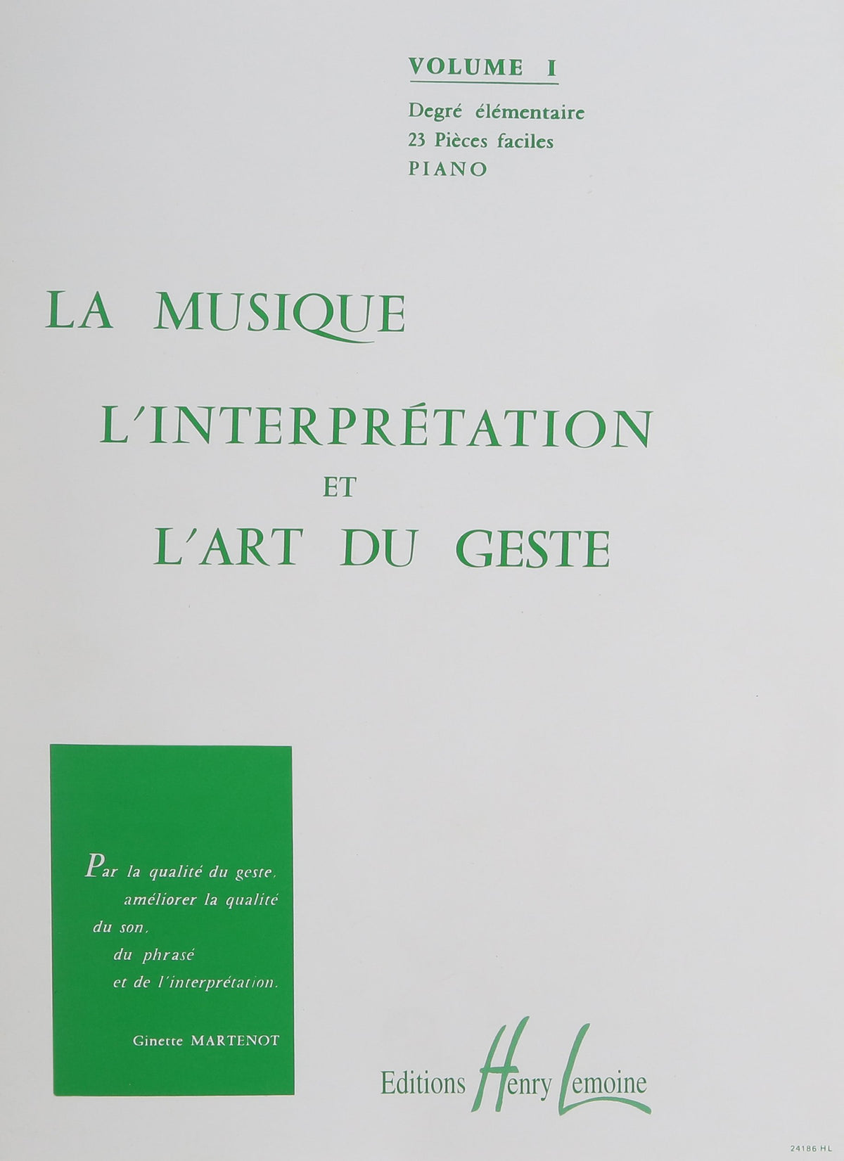 ART DU GESTE VOL.1 --- PIANO Sheet Music
