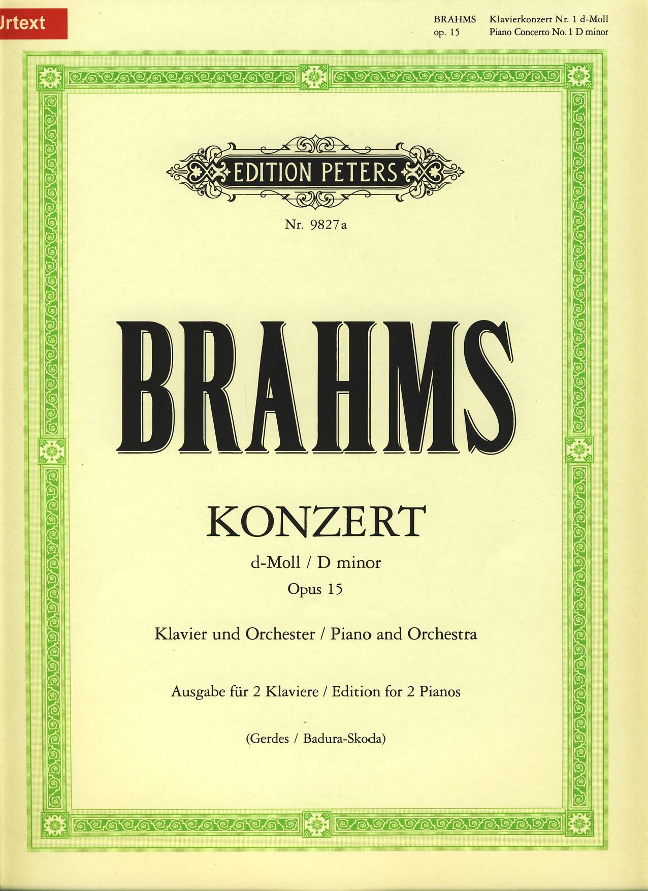 EDITION PETERS BRAHMS JOHANNES - CONCERTO NO.1 IN D MINOR OP.15 - PIANO 4 HANDS Klassische Noten Klavier Sheet Music