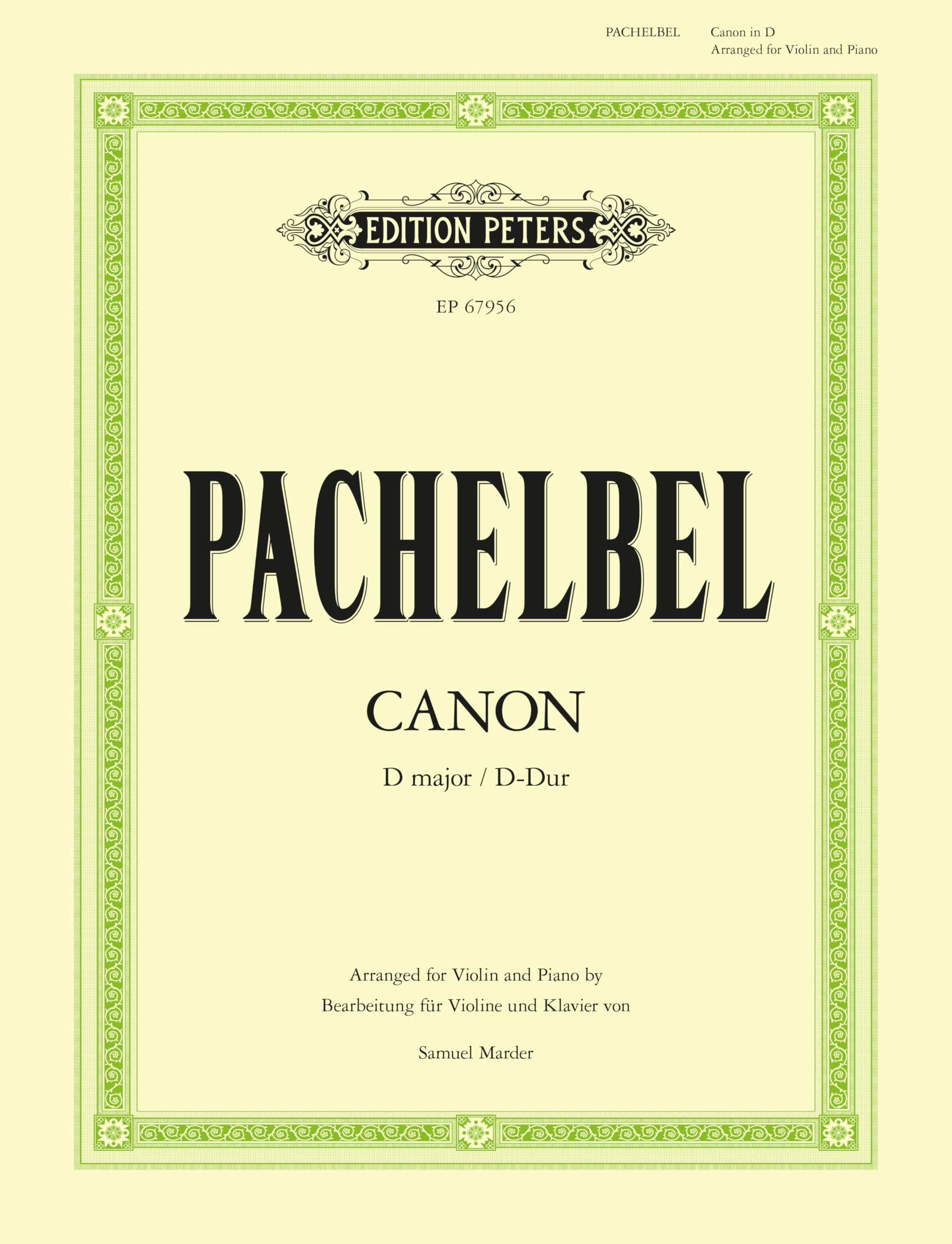 Canon in D (Arranged for Violin and Piano) (Edition Peters) Arts & Music
