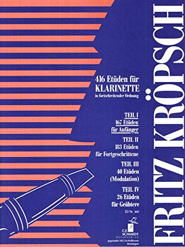 C.F. Schmidt Musikverlag Friedrich Kroepsch-416 Etüden für Klarinette Teil 1-Clarinet Sheet Music