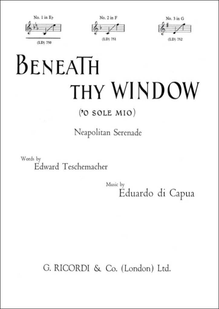 O Sole Mio Eng-It-Neap Song Key Ef - Books