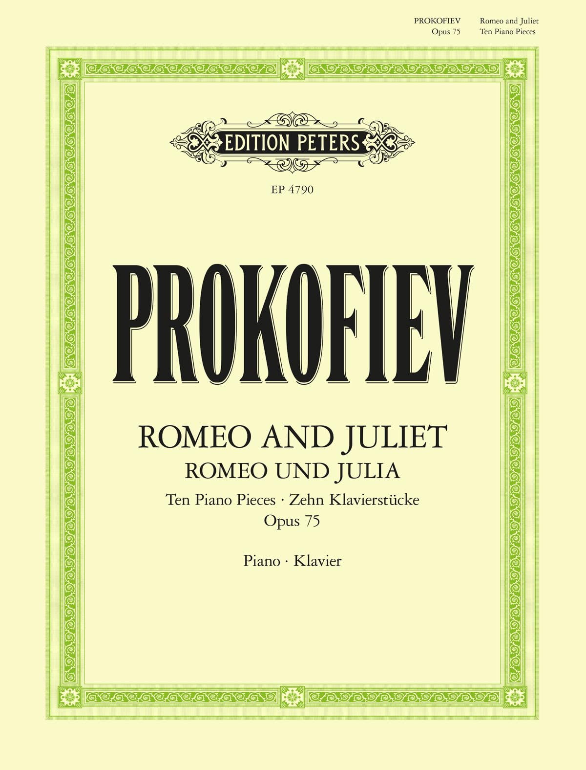 Romeo and Juliet. Ten pieces for Piano (1937) für Klavier solo op. 75 -Romeo und Julia, zehn Klavierstücke-: Klavierauszug Sheet Music