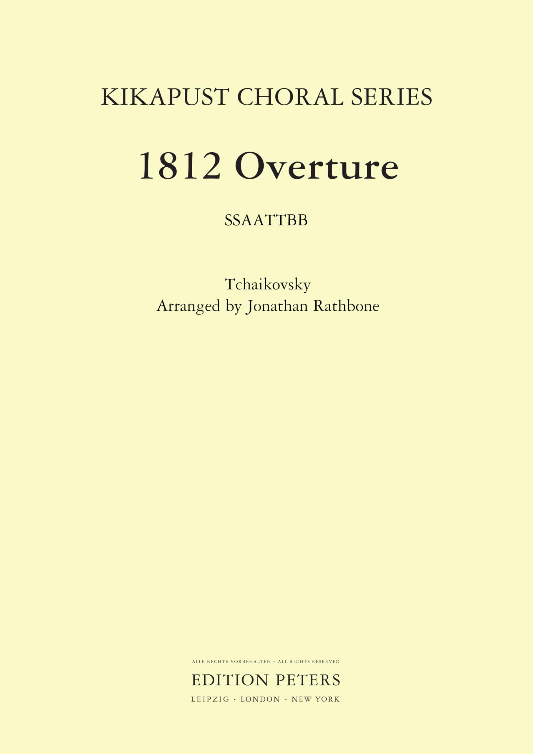 1812 Overture for Ssaattbb Choir: Choral Octavo (Edition Peters) Sheet Music