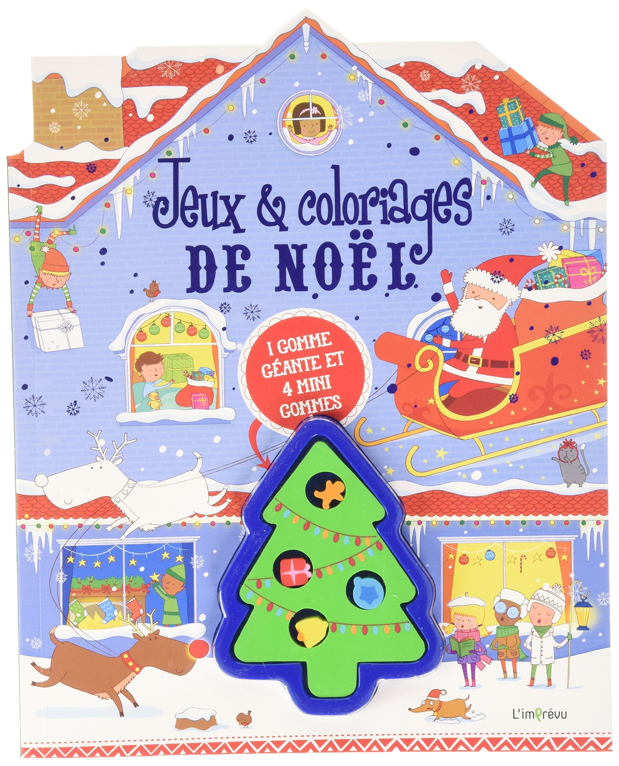 Jeux et coloriages de Noël: Avec 1 gomme géante et 4 mini gommes book