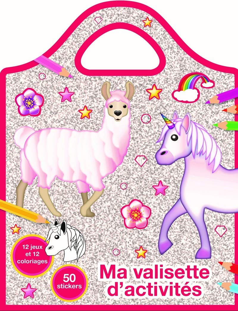 Lama Licorne Emoji - Valisette coloriages et jeux book