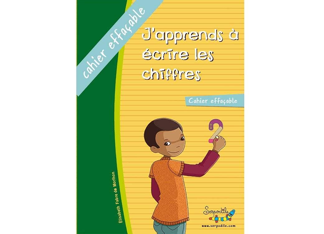 Serpodile - Cahier effaçable - Méthode d'écriture - J'apprends à écrire les chiffres book