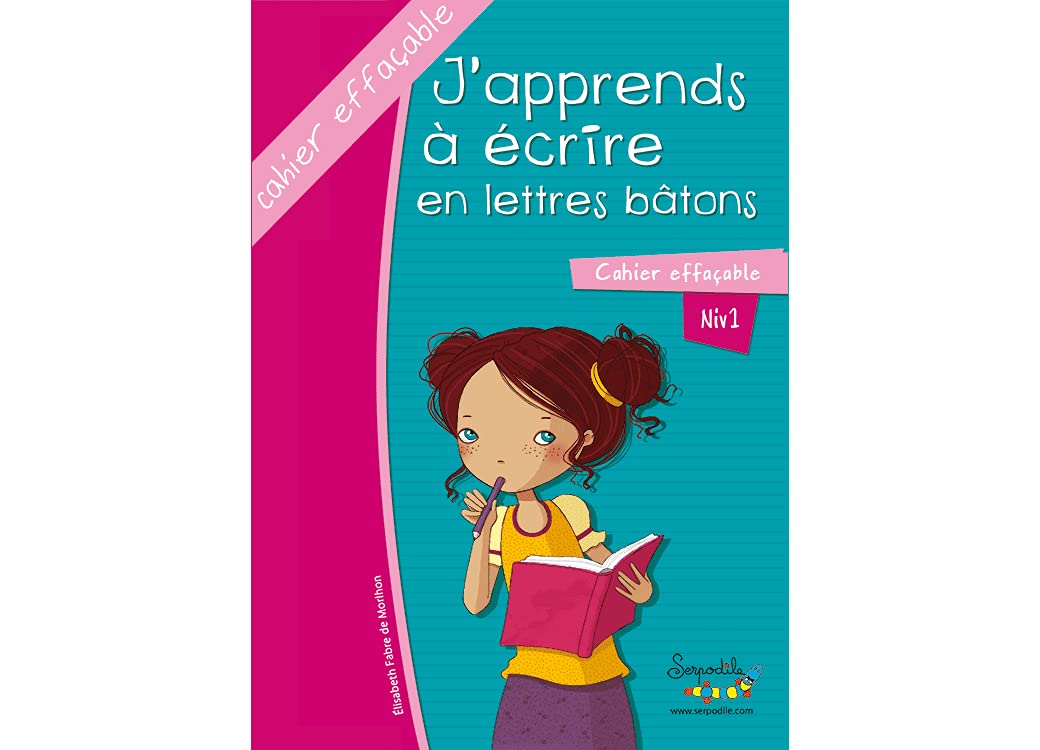 Serpodile - Cahier effaçable - Méthode d'écriture - J'apprends à écrire en lettres majuscules bâtons book