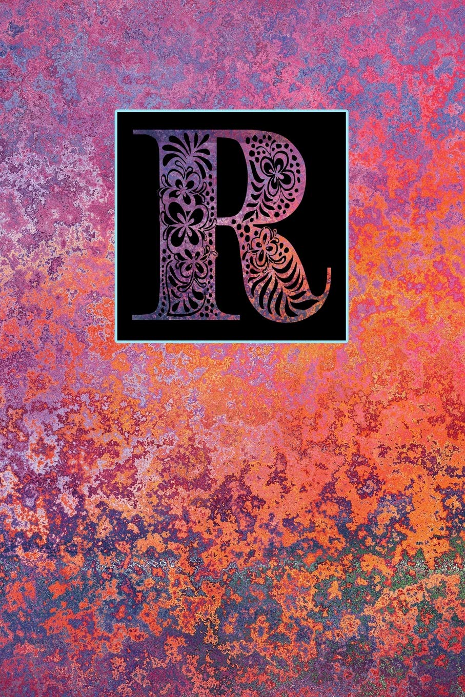 R: Letter R Journal, Weathered Rose Violet Copper, Personalized Notebook Monogram Initial, 6 x 9 book