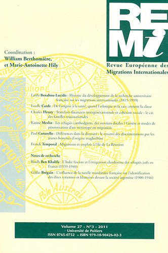Revue européenne des migrations internationales-REMI, n° 27-3 Books