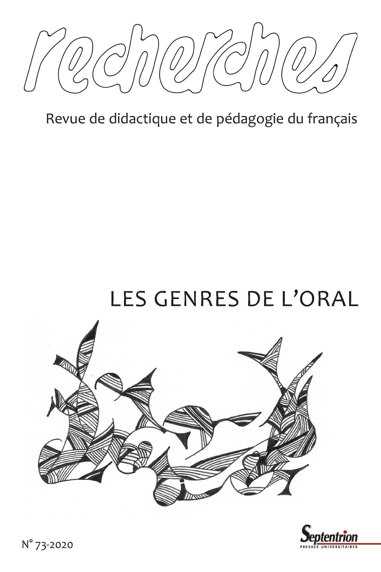 Les genres de l'oral - N° 73-2020 book