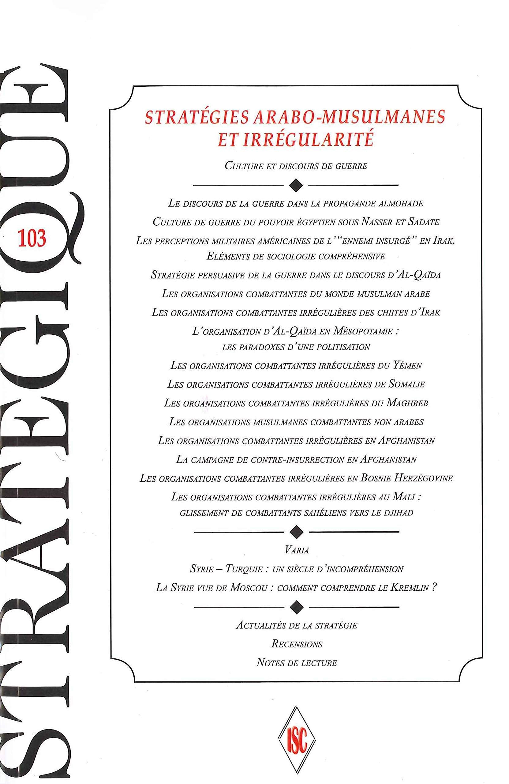 Revue Stratégique n° 103 - Stratégies arabo-musulmanes Books