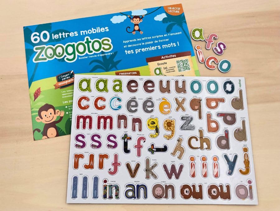 Les 60 lettres mobiles zoogotos: Apprends les lettres en script en t'amusant et découvre le plaisir de former tes premiers mots book