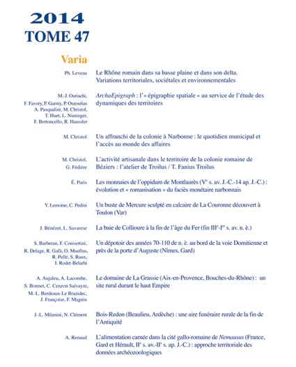 Revue Archéologique de Narbonnaise n° 47 book