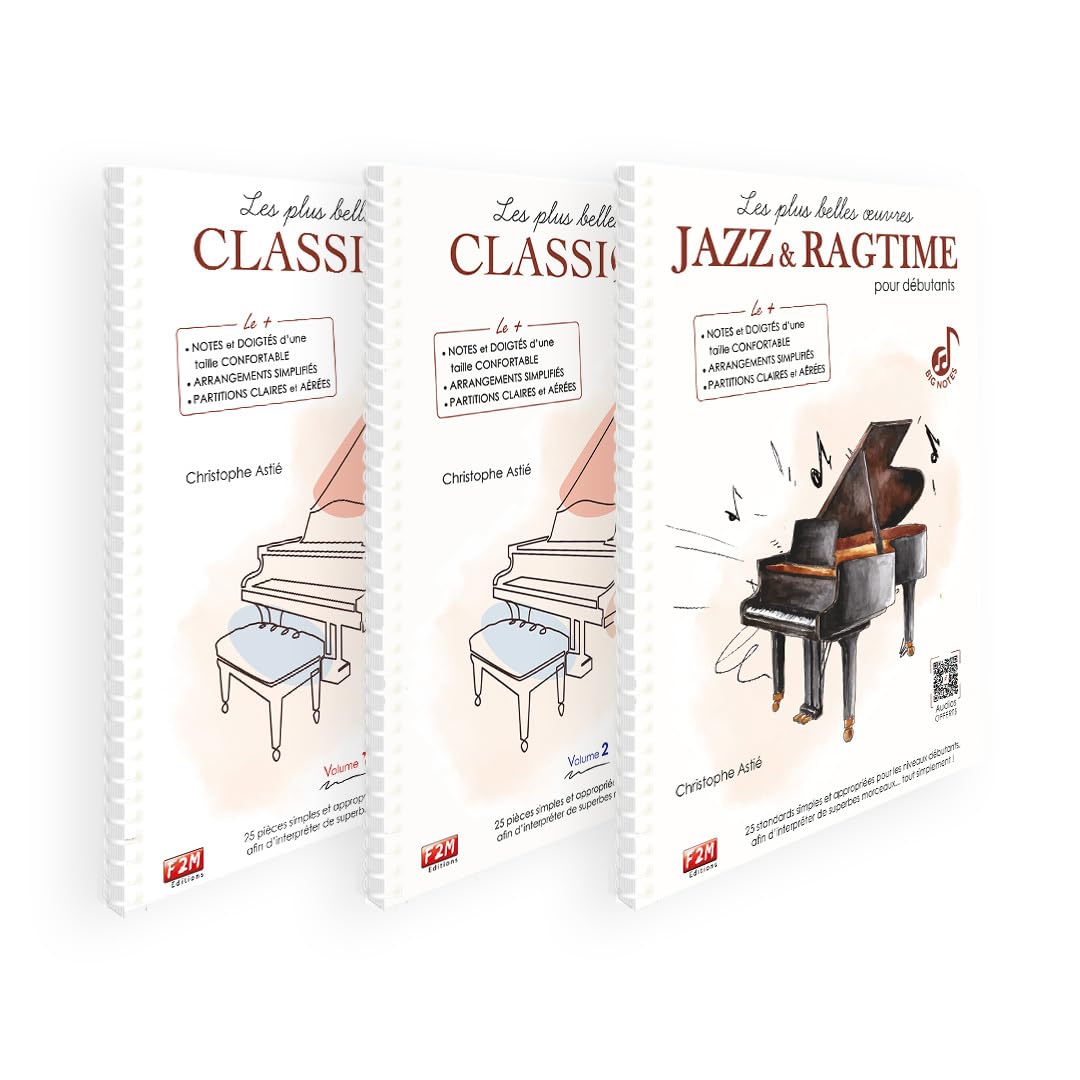 LA COLLECTION BIG NOTES - LES PLUS BELLES OEUVRES CLASSIQUES + JAZZ & RAGTIME POUR DÉBUTANTS book