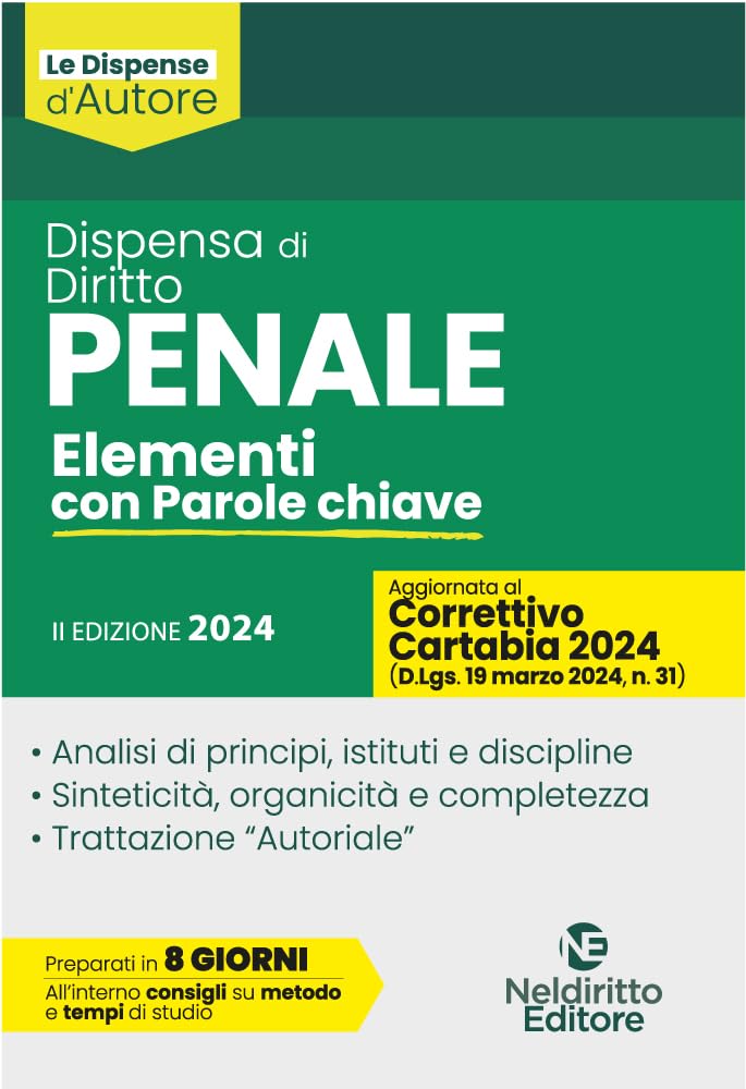 Dispensa di diritto penale. Elementi con parole chiave 2024. Aggiornato al Decreto Correttivo della Riforma Cartabia book