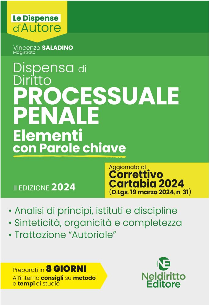 Dispensa di diritto processuale penale. Elementi con parole chiave. Nuova ediz. book