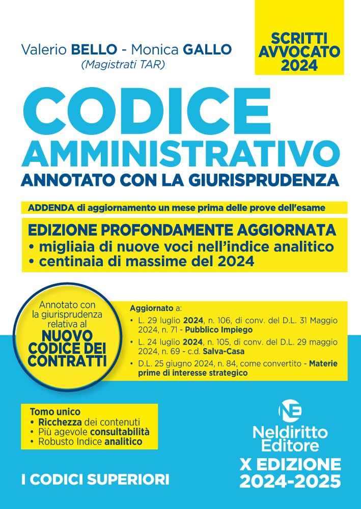 Codice amministrativo annotato con la giurisprudenza 2024 per l'esame di avvocato book