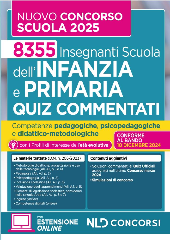 Quiz commentati per il nuovo Concorso per la Scuola dell'Infanzia e primaria 2024 book