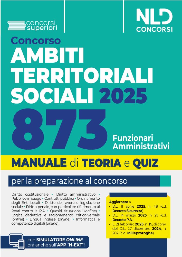 Concorso ATS (Ambiti Territoriali Sociali) per 873 Funzionari amministrativi. Manuale con teoria e quiz 2025. Con espansione online book