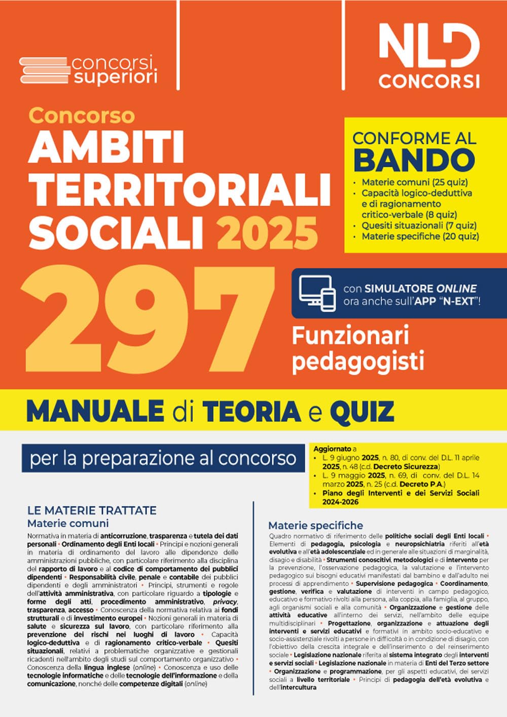 Concorso ATS (Ambiti Territoriali Sociali) per 297 funzionari pedagogisti. Manuale con teoria e quiz conforme al bando book