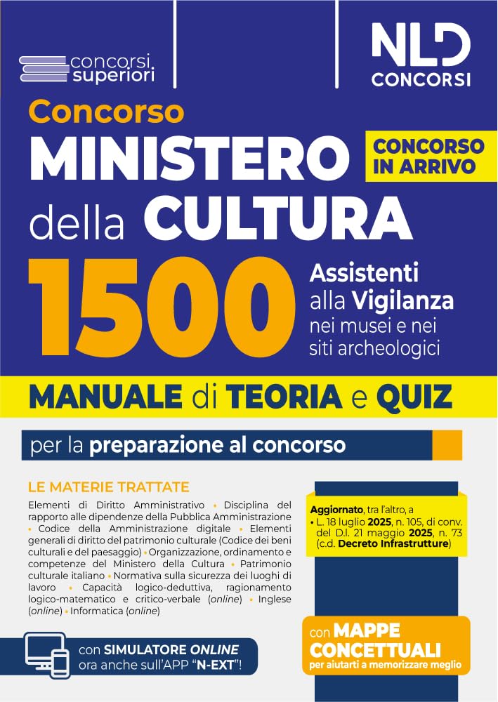Concorso Ministero della Cultura 1500 assistenti alla vigilanza. Manuale di teoria e quiz per la preparazione al concorso. Con espansione online book