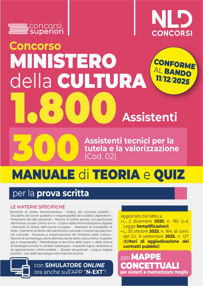 Concorso Ministero della Cultura 1800 posti. 300 assistenti tecnici per la tutela e la valorizzazione del patrimonio culturale (Cod. 02). Manuale di Teoria e quiz Business, Finance & Career
