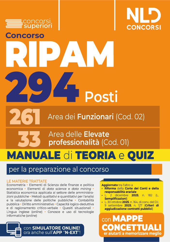 Concorso Ripam 294 posti: 261 funzionari e 33 elevate professionalità. Manuale di teoria e quiz. Con espansione online book