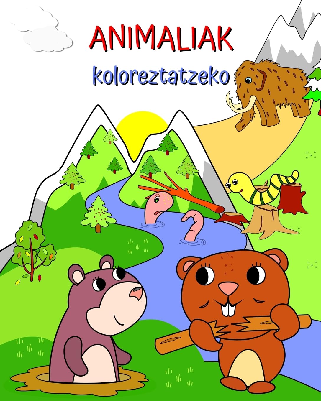 Animaliak koloreztatzeko: Animalien irudiak paisaia eder batean neska-mutilentzat book