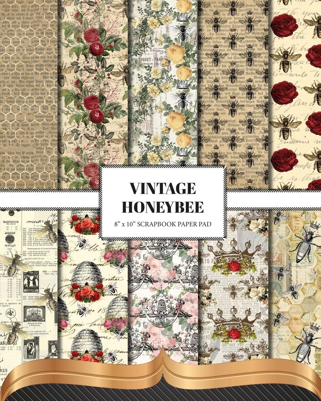 Vintage Honey Bee Scrapbook Paper: Double Sided Craft Paper For Card Making, Junk Journals & DIY Projects Photography