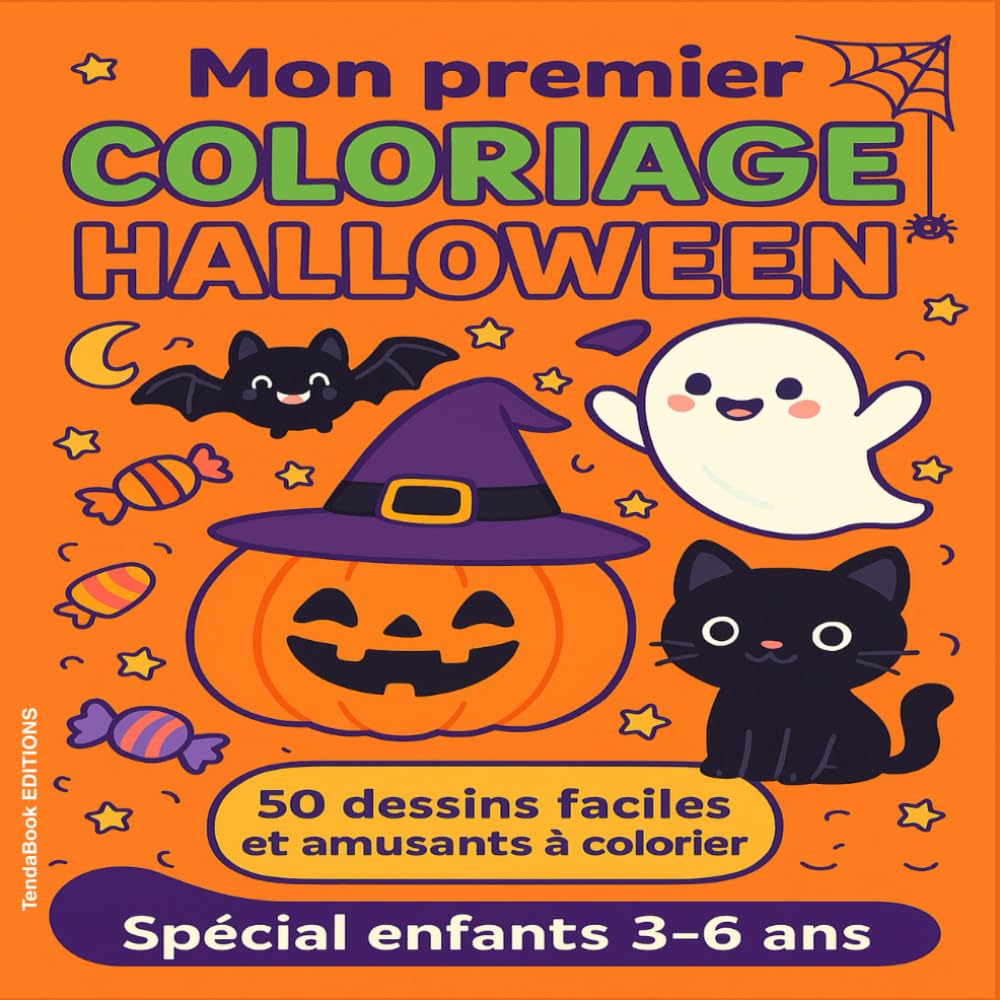 Mon premier coloriage Halloween | 50 dessins faciles et amusants à colorier | spécial enfant 3-6 ans: livre de coloriage sur le thème d'Halloween pour ... de 3 à 6 ans | 50 dessins et des jeux bonus book