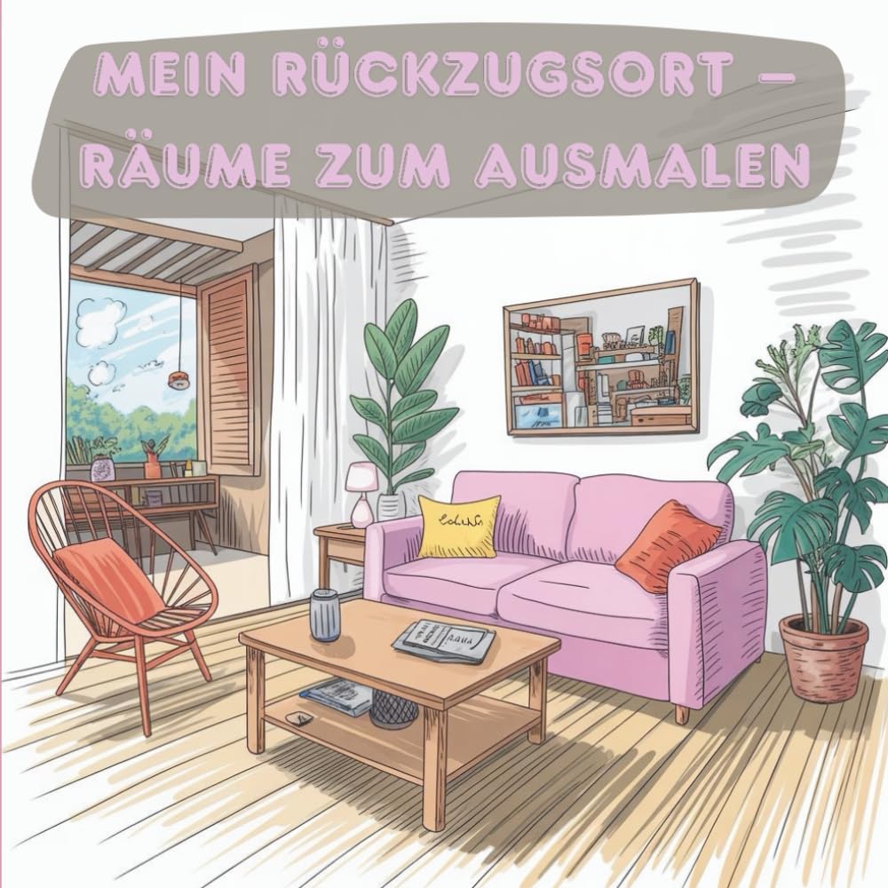 Mein Rückzugsort – Räume zum Ausmalen: Malbuch für Erwachsene, werde Kreativ, perfekt zum Stressabbau Film, Art & Culture