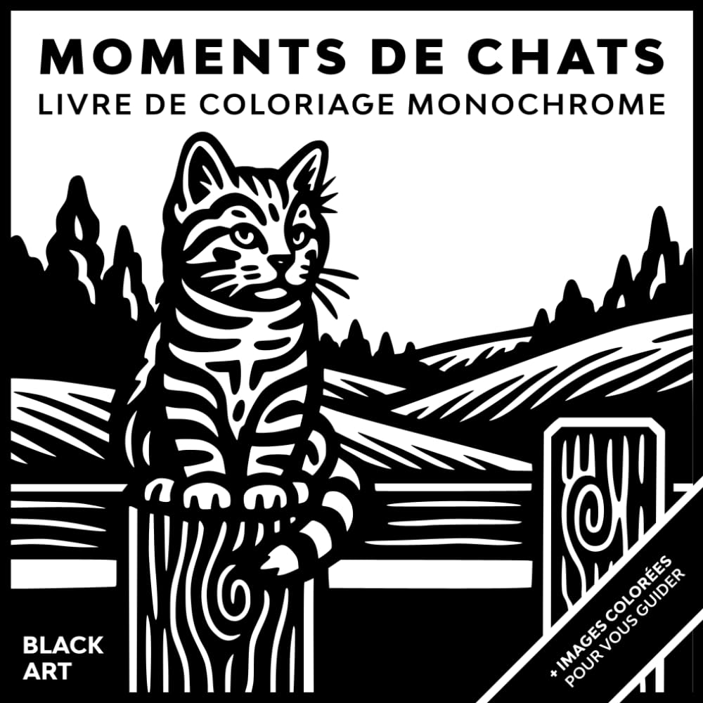 Moments de chats: Un livre de coloriage monochrome et méditatif avec 45 scènes paisibles de chats pour adultes – idéal pour soulager le stress et se détendre book