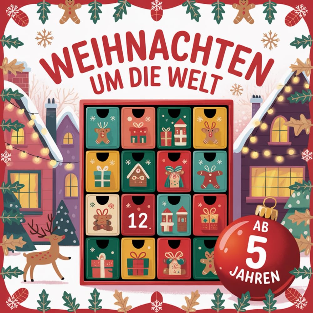 Weihnachten um die Welt: Adventskalender Mal- und Rätselbuch für Kinder ab 5 Jahren – 24 kreative Seiten voller Ausmalspaß, Spiele und Weihnachtsbräuche Calendars