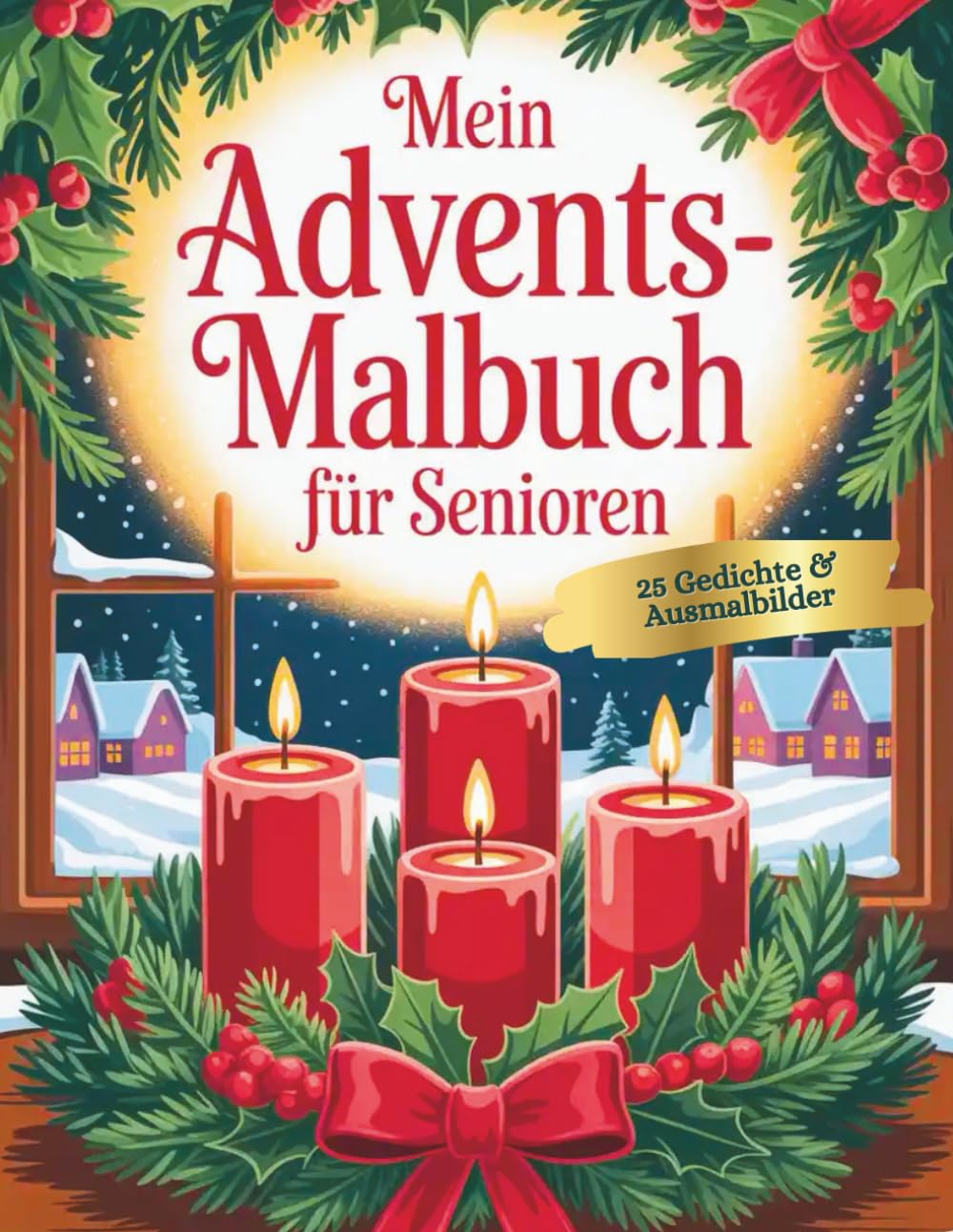 Mein Advents-Malbuch für Senioren: 25 Gedichte & Ausmalbilder für eine besinnliche Weihnachtszeit – große Motive, dicke Linien, seniorengerecht, Malbuch Film, Art & Culture