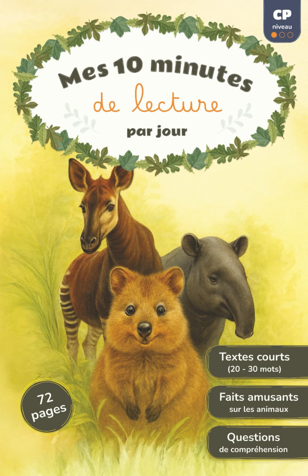 Mes 10 minutes de lecture par jour - Première lecture CP - Niveau 1 - Texte en majuscules, digrammes et sons muets indiqués, mots séparés en syllabes, ... sur les animaux - Apprendre à lire - 72 pages book