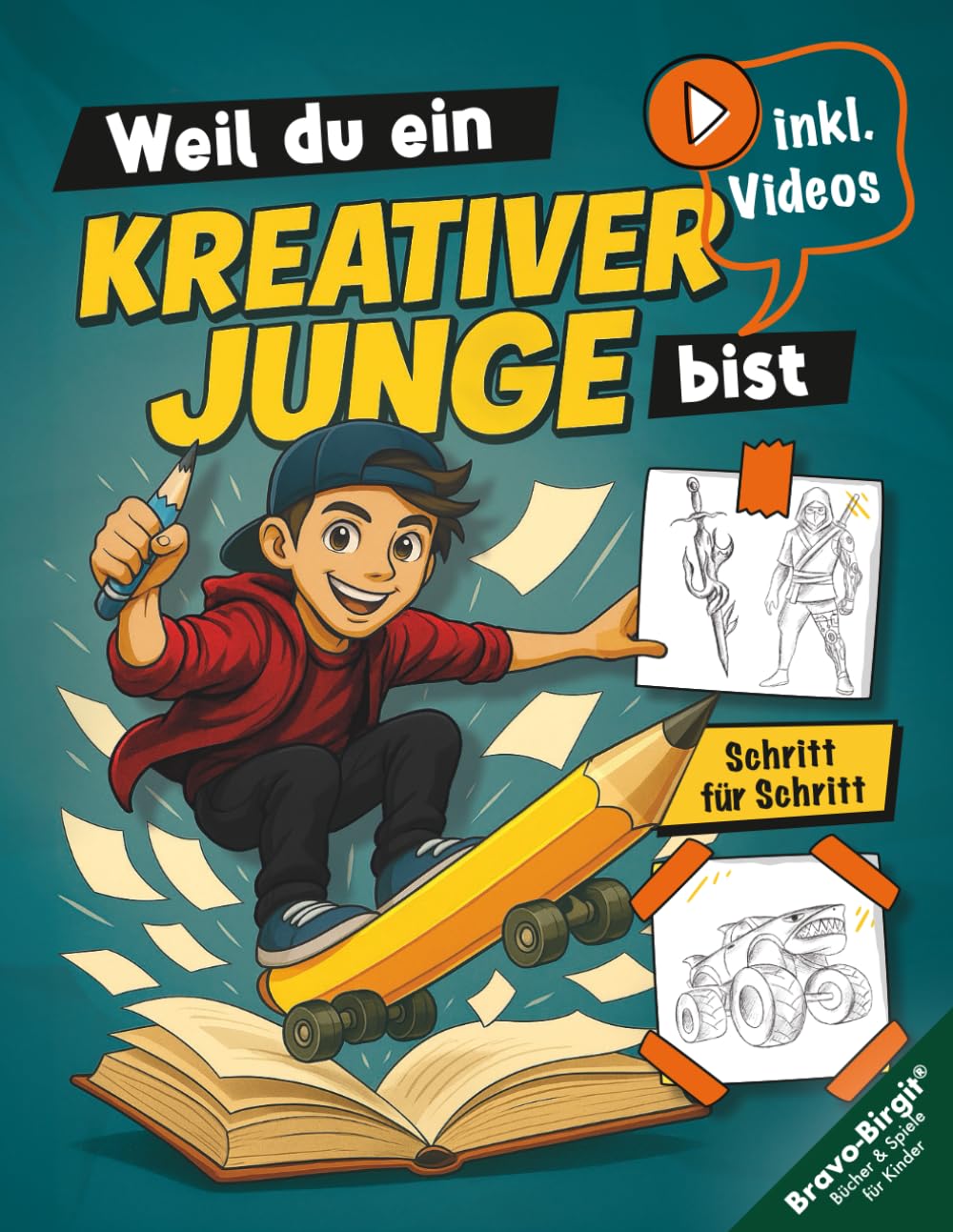 Zeichnen lernen für Jungs ab 8 Jahren | Schritt für Schritt mit Zeichenvideos: Starke Motive für kreative Kinder – von Technik bis Tierpower. Weil du ein kreativer Junge bist. Non-fiction