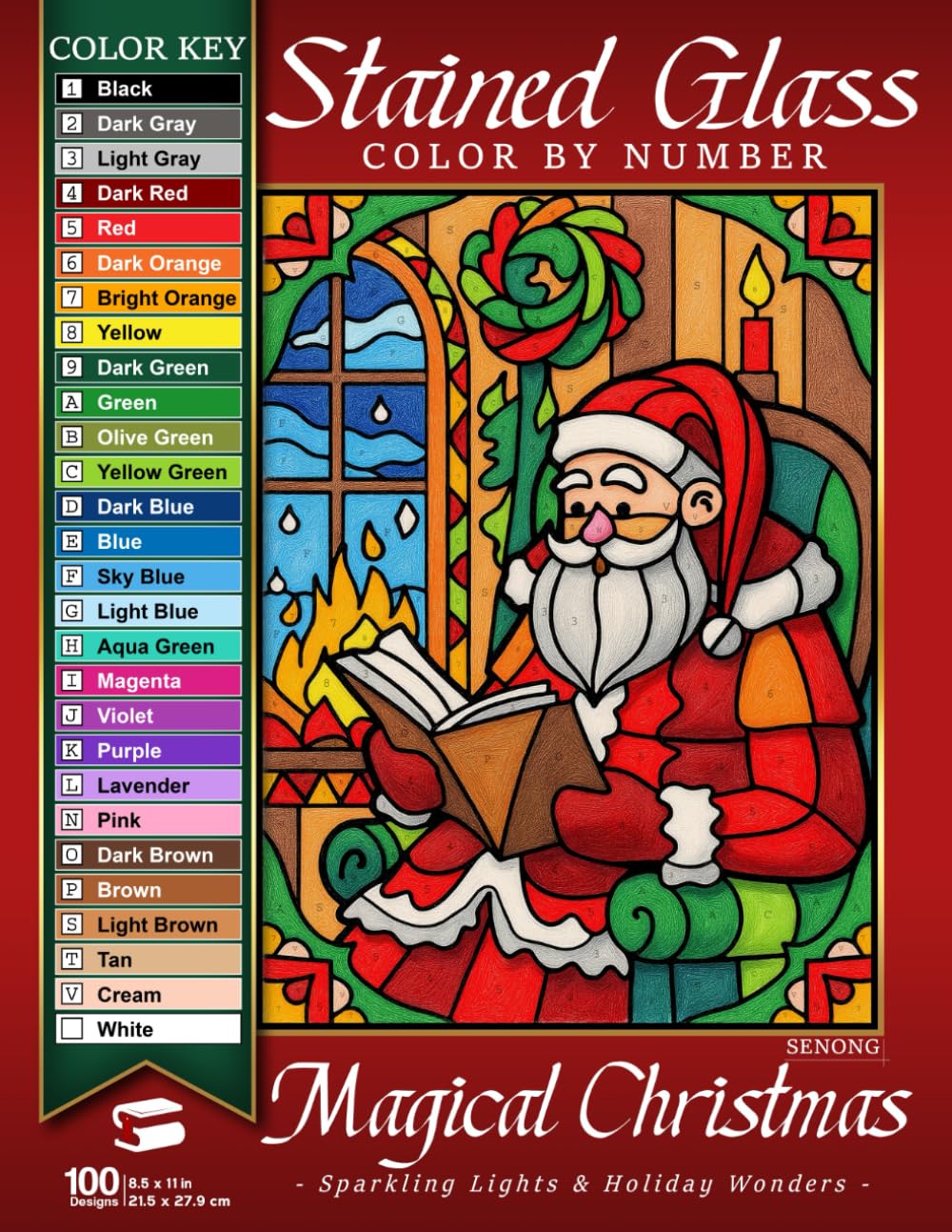 Magical Christmas Stained Glass Mosaic Color By Number: Sparkling Lights & Holiday Wonders book