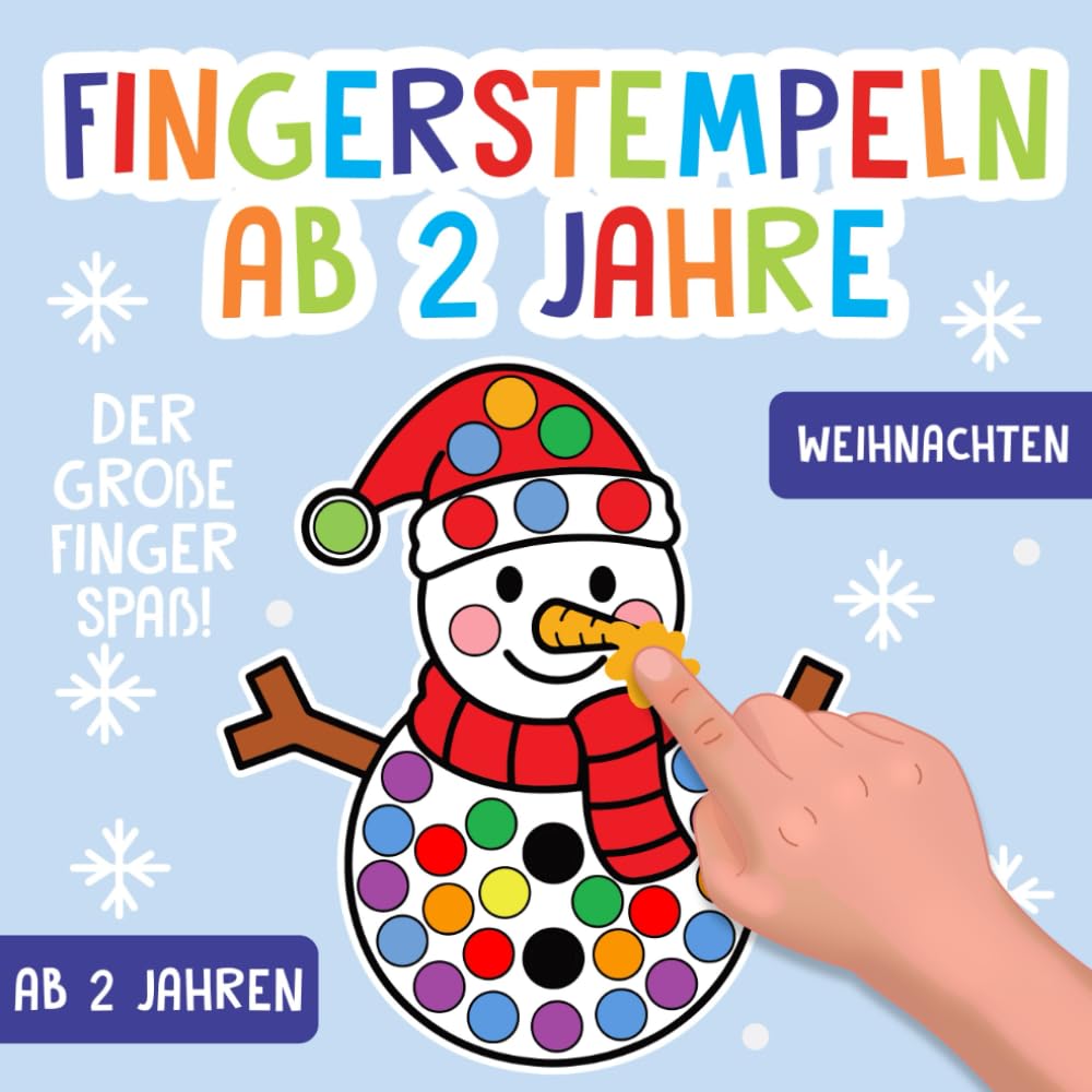 Fingerstempeln ab 2 Jahre: Weihnachten - Der große Fingerstempel Spaß für Kinder - Fingerstempelbuch zum Malen, Basteln und Stempeln mit Fingerfarben - Für Jungen und Mädchen Art & Literature Books